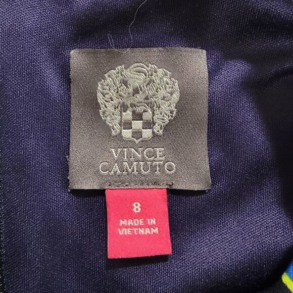 VINCE CAMUTO Shift Dress Green Geometric Round Neckline size 8 - Picture 5 of 7